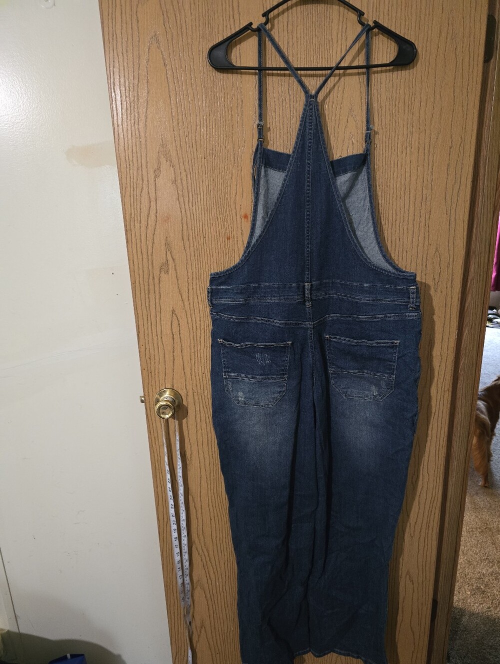 Dark Blue Denim Button-Front Overalls - Picture 4 of 6